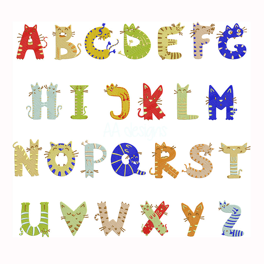 Cute Kitty Embroidery Font