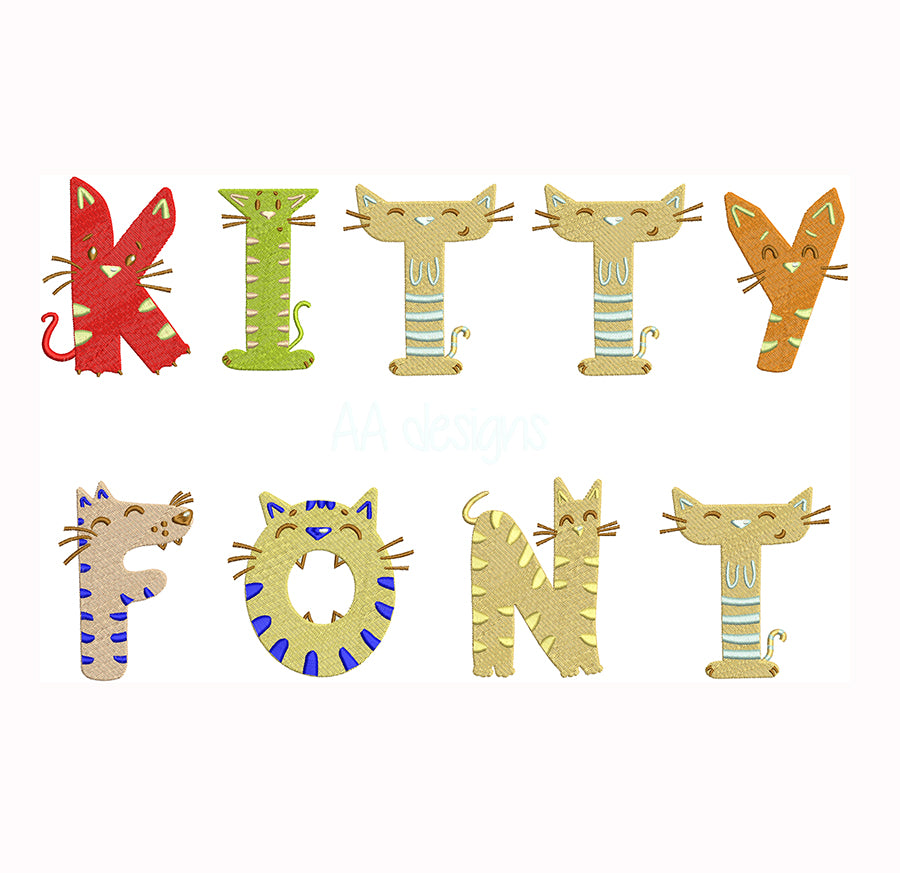 Cute Kitty Embroidery Font