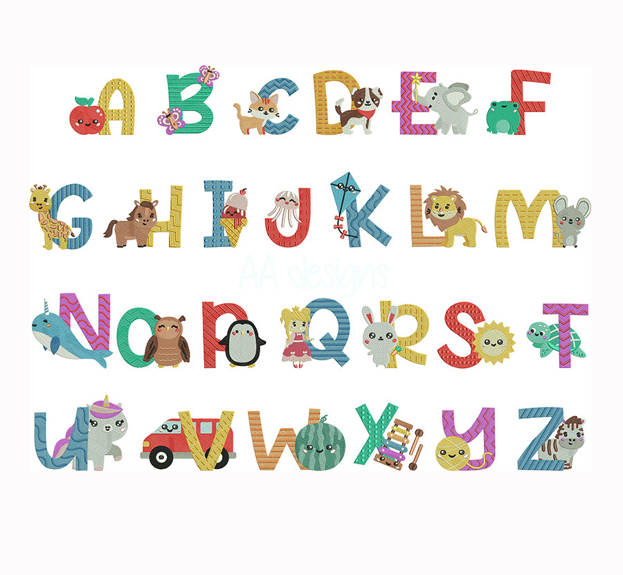 Animal Baby Embroidery Font