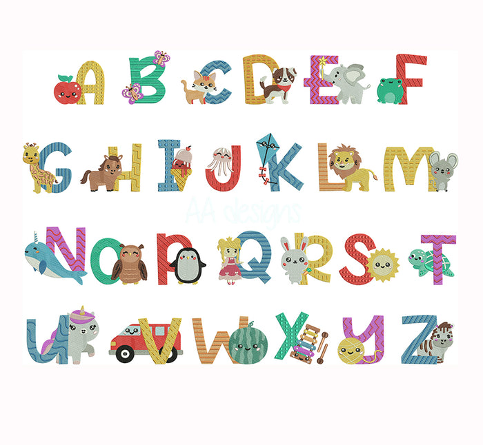 Animal Baby Embroidery Font