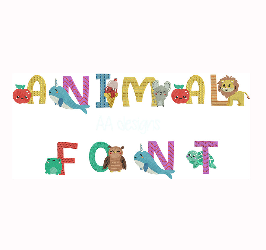 Animal Baby Embroidery Font