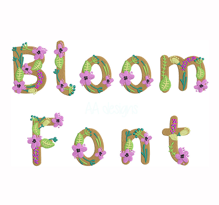 Bloom Embroidery Font