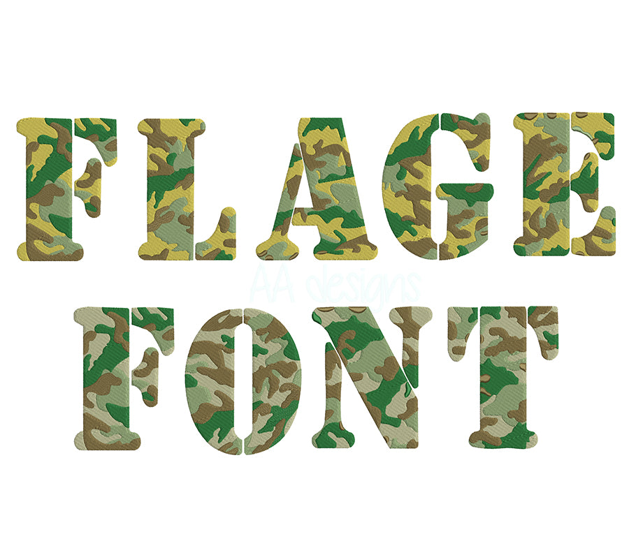 Camouflage Embroidery Font