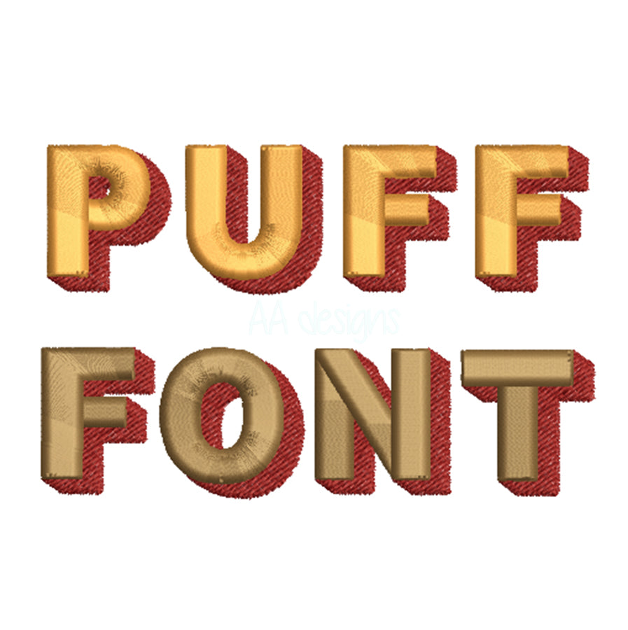 3D puff embroidery digital font. Shadow 3D puff font for embroidery. BX file also included