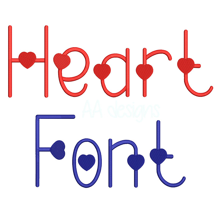 Heart Accent Embroidery Font