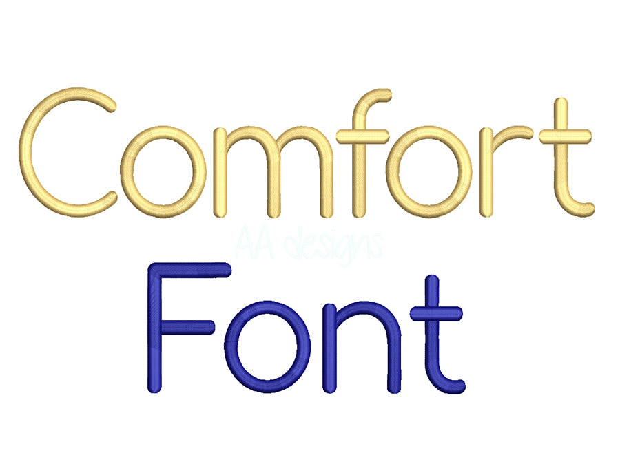 Comfort puff embroidery digital font. Machine embroidery alphabet in 3D puff foam. BX PES DST embroidery font