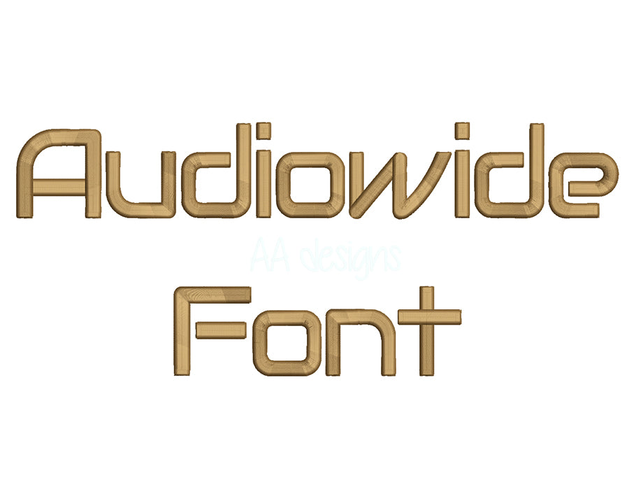 Audiowide 3D puff embroidery digital font. 3D puff foam embroidery font for instant download. PES DST BX and all files for your embroidery machine.