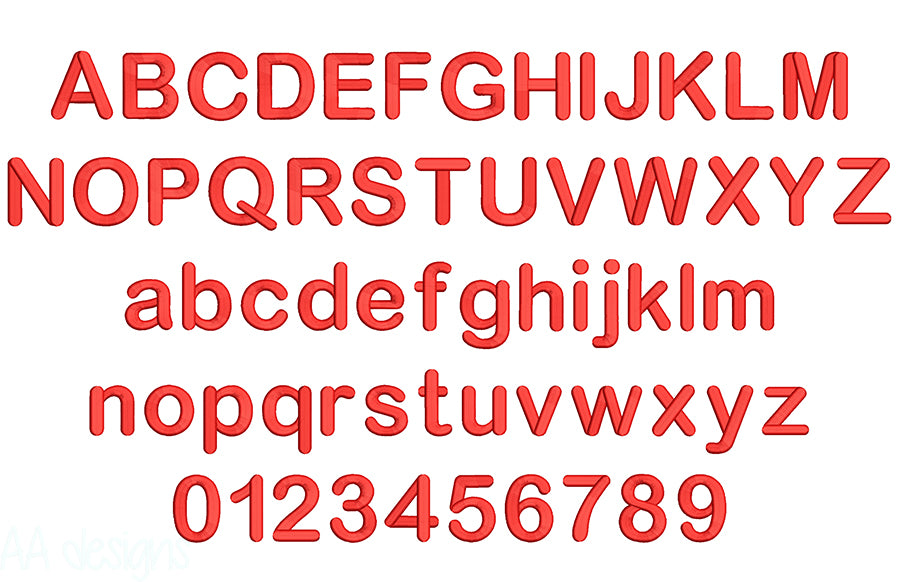 Arial Round 3D puff embroidery digital font. 3D puff foam embroidery font for instant download. PES DST BX and all files for your embroidery machine