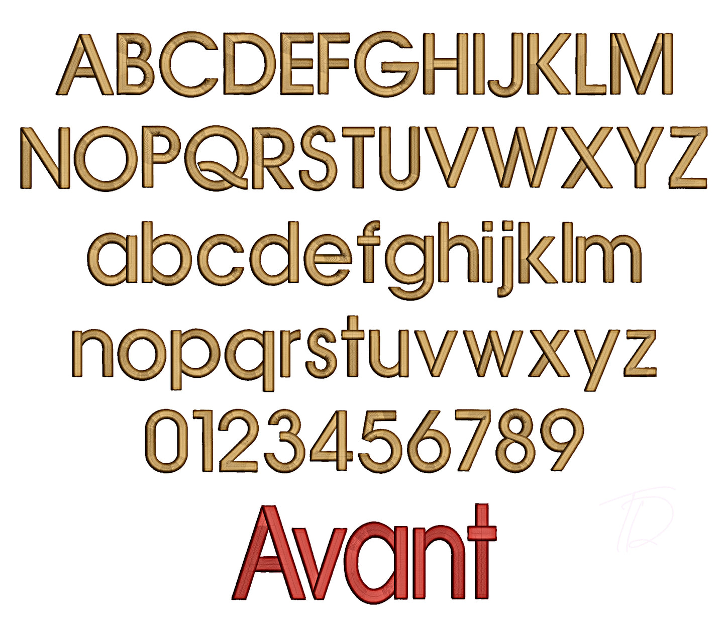 Avan 3D puff embroidery digital font. 3D puff foam embroidery font for instant download. PES DST BX and all files for your embroidery machine