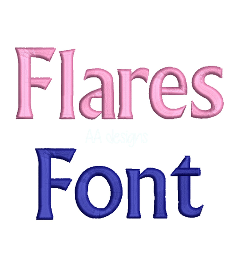 Flares embroidery font in 3D puff. Machine embroidery font in 3D puff digital file for instant download. PES DST BX and all files for your embroidery machine