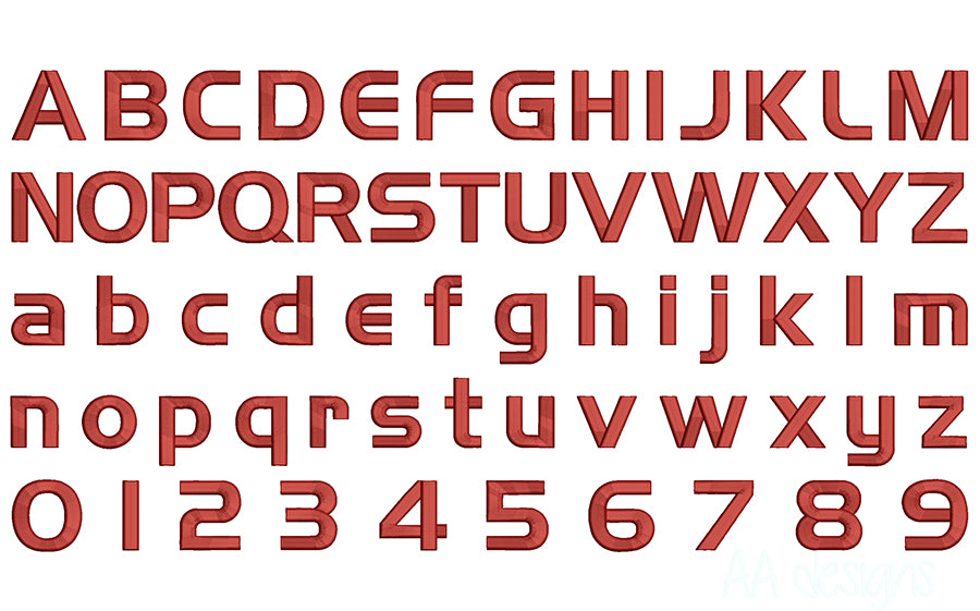 Handel Gothic 3D puff embroidery digital font. Machine embroidery alphabet in 3D puff foam. PES DST BX and all files for embroidery machine