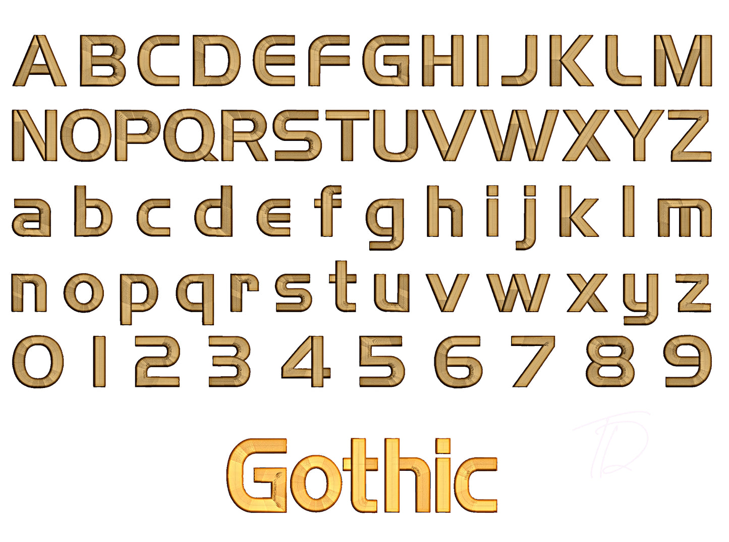 Handel Gothic 3D puff embroidery digital font. Machine embroidery alphabet in 3D puff foam. PES DST BX and all files for embroidery machine