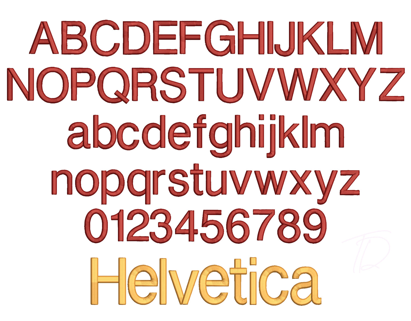 Helvetica 3D puff embroidery digital font. Machine embroidery alphabet in 3D puff foam. PES DST BX and all files for embroidery machine