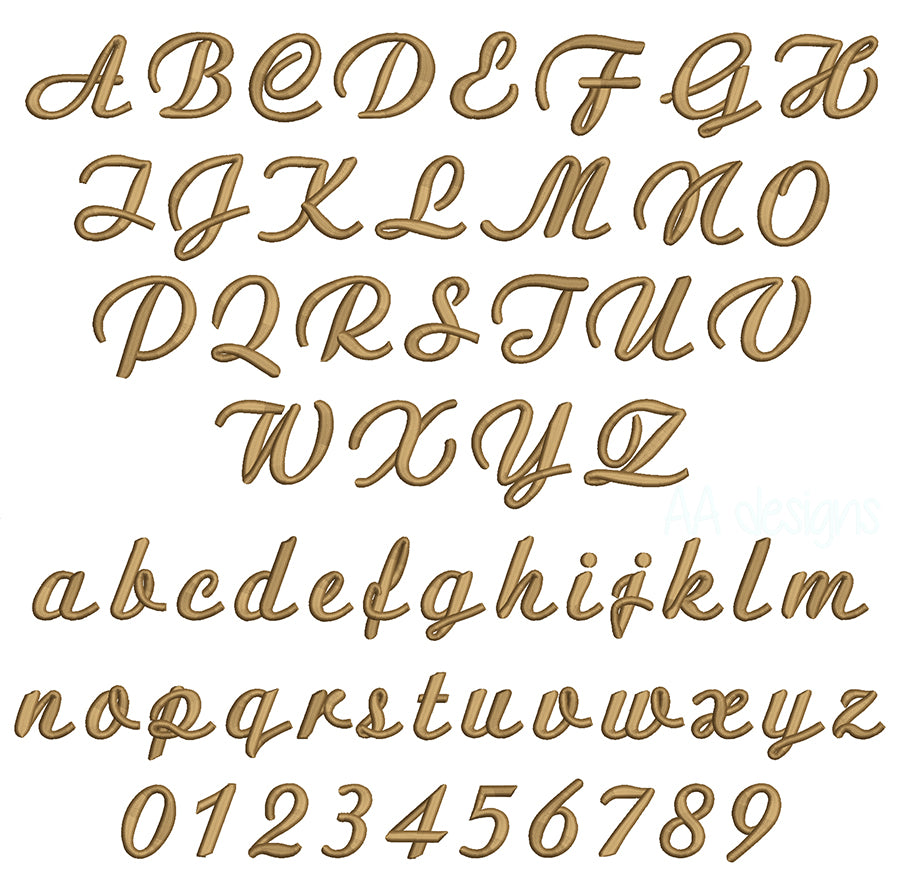 Script 3D puff embroidery digital font. Machine embroidery alphabet in 3D puff foam. PES DST BX and all files for embroidery machine