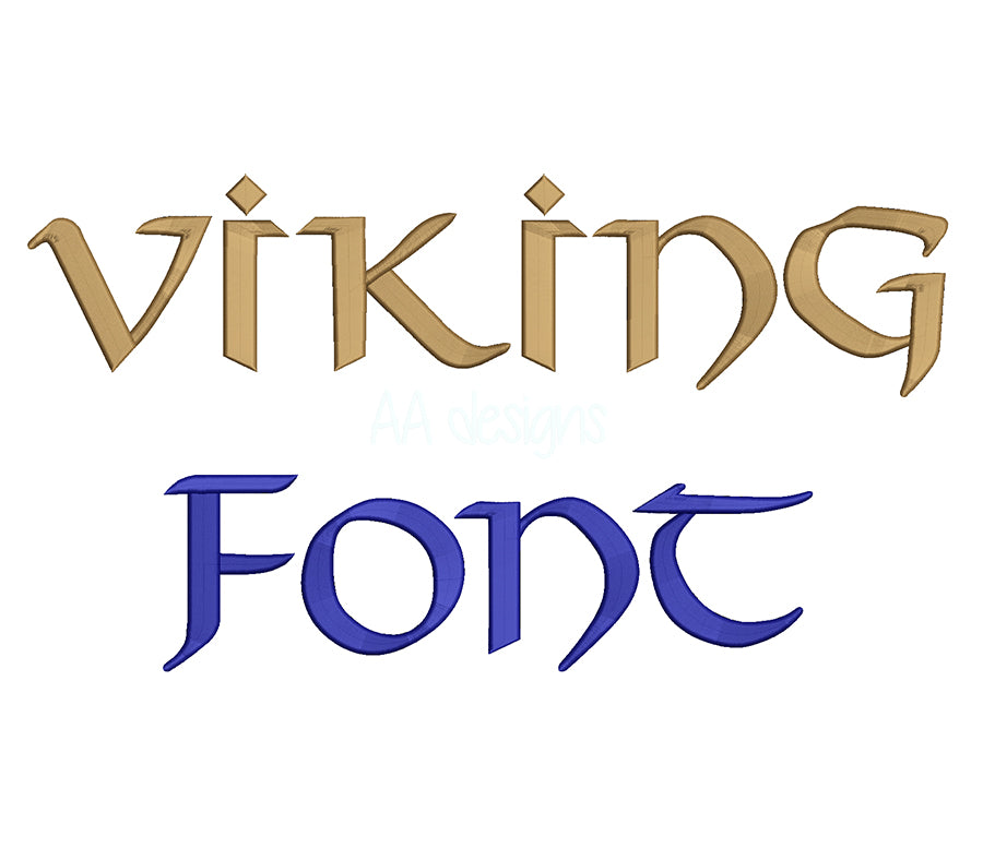 Viking 3D puff embroidery digital font. Machine embroidery alphabet in 3D puff foam. PES DST BX and all files for embroidery machine