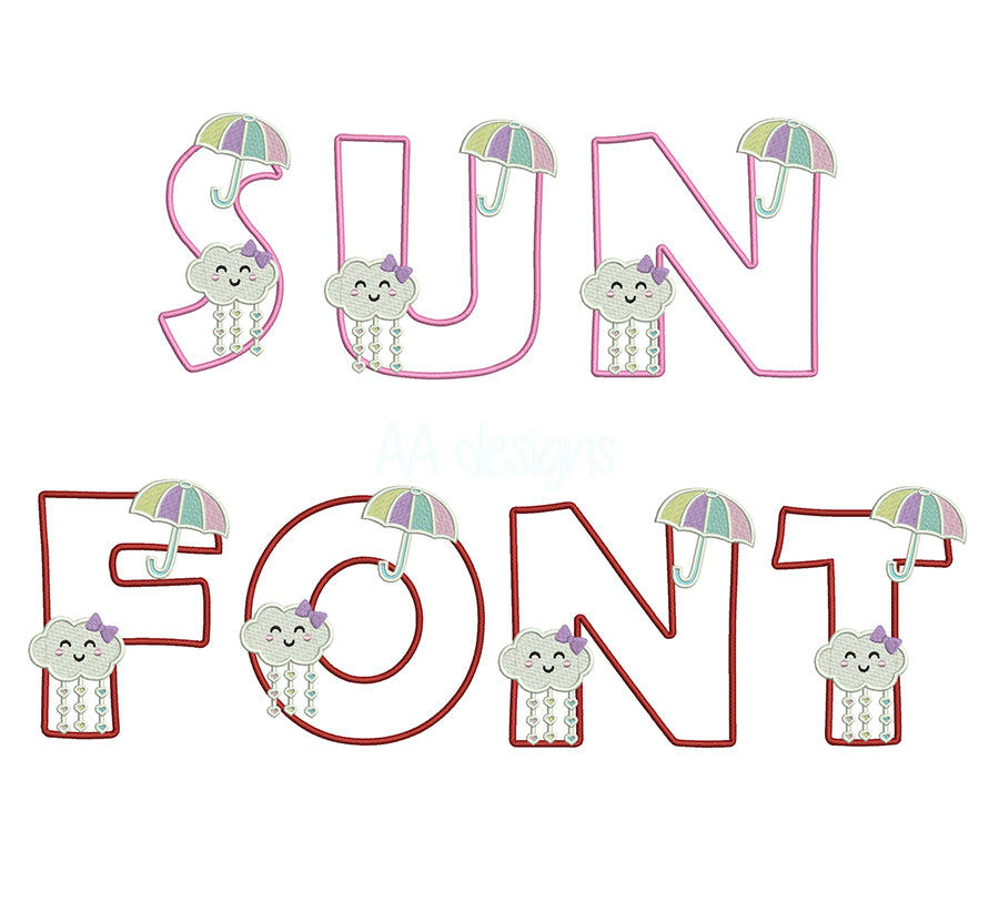 Sun Baby Applique Embroidery Font