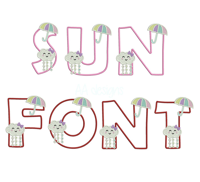 Sun Baby Applique Embroidery Font