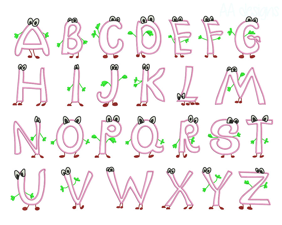 Cartoon Applique Embroidery Font