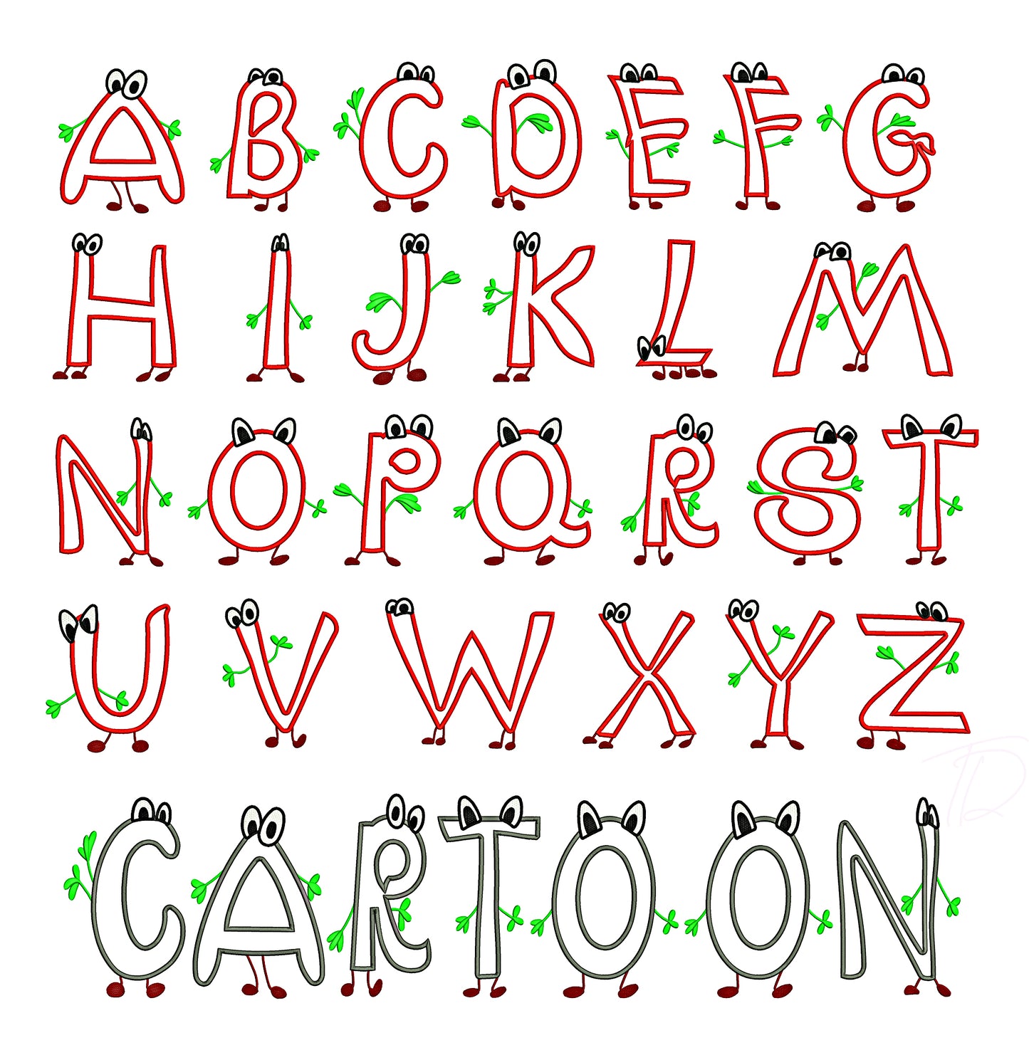 Cartoon Applique Embroidery Font