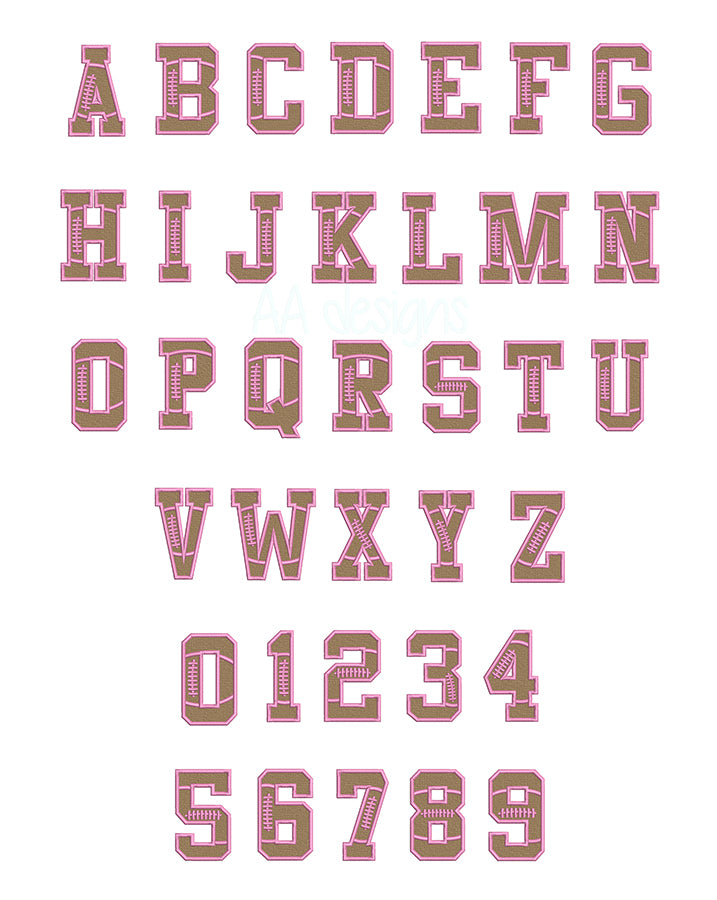 Football embroidery digital font. Embroidery font, embroidery alphabet, embroidery monogram font, machine embroidery font, embroidery lettering, BX embroidery font, PES font embroidery, DST font embroidery