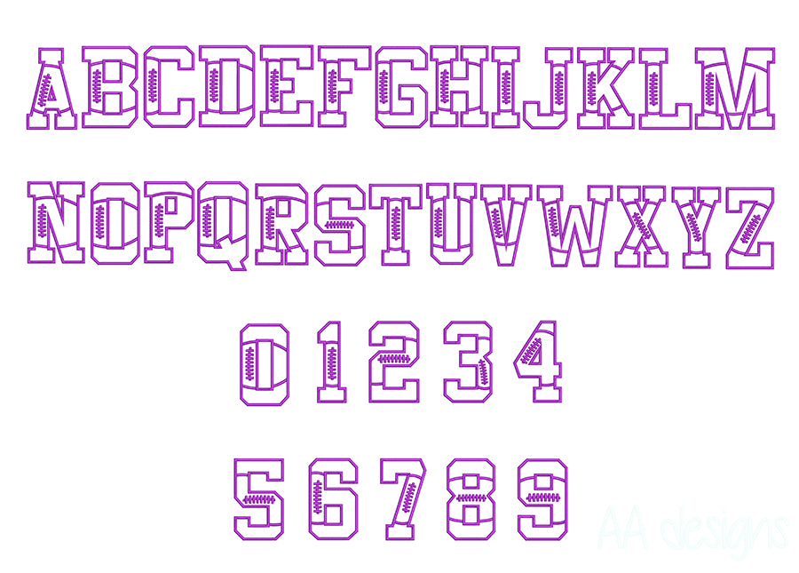 Football Applique embroidery digital font. Machine embroidery alphabet in applique. Embroidery font, embroidery alphabet, embroidery monogram font, machine embroidery font, embroidery lettering, BX embroidery font, PES font embroidery, DST font embroidery