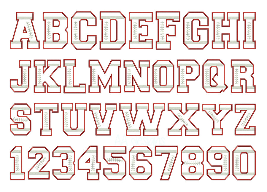 Football Applique Embroidery Font