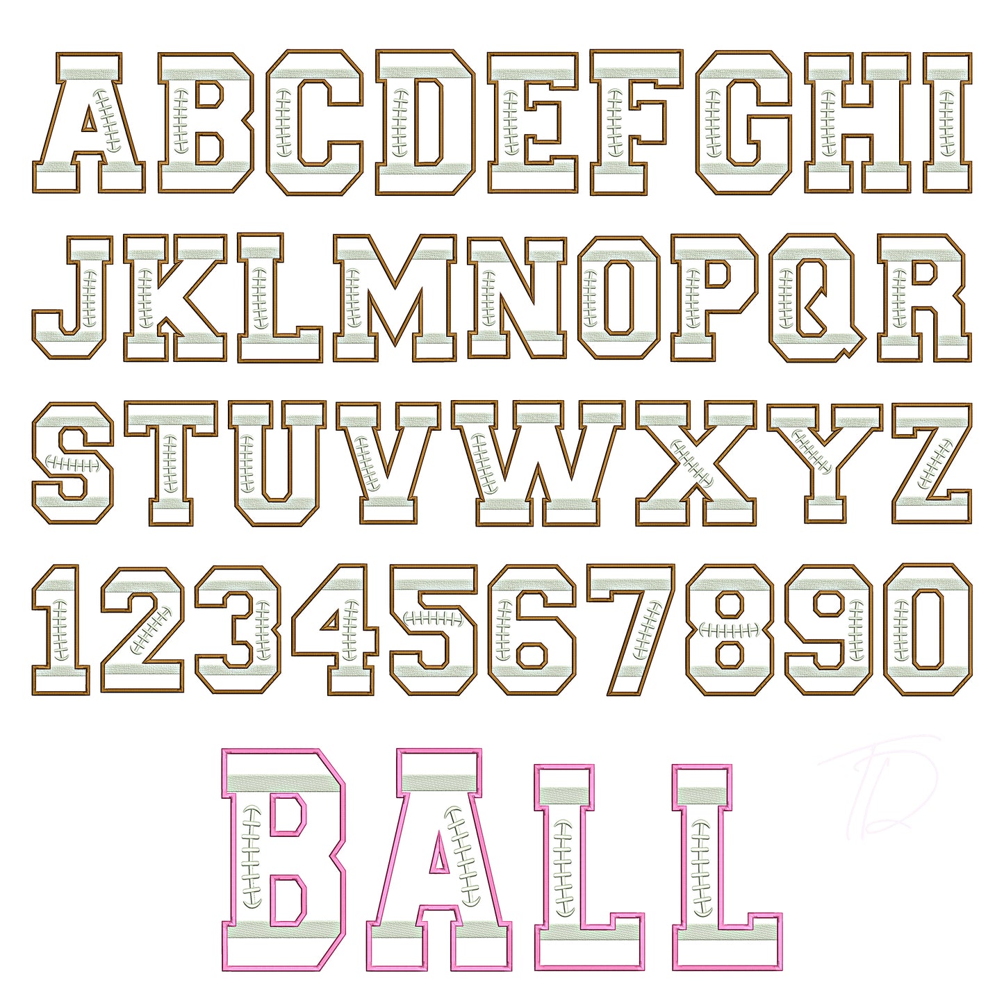 Football Applique Embroidery Font