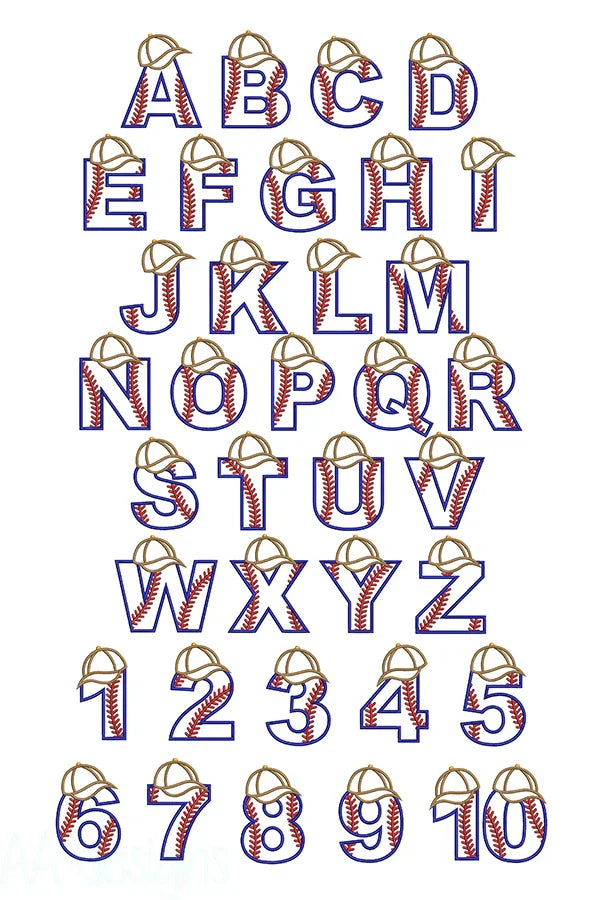 Baseball Applique Embroidery Font | BX PES DST Instant Download