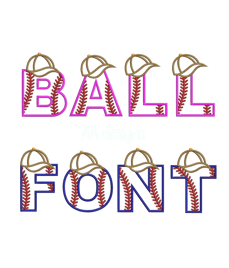 Baseball Applique Embroidery Font | BX PES DST Instant Download