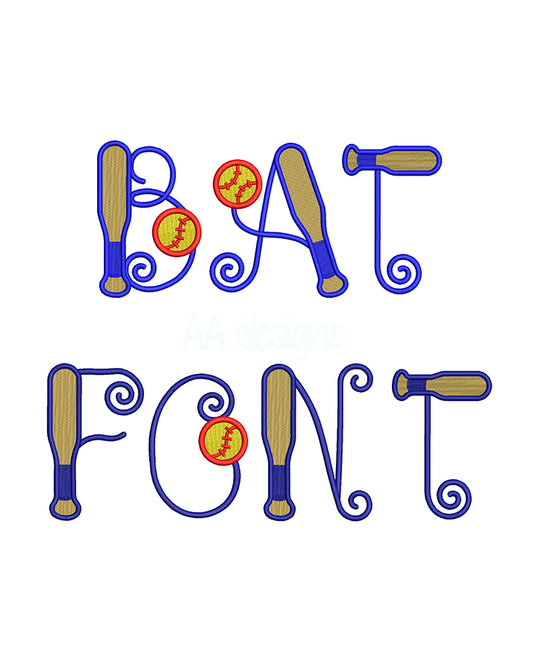 Baseball Bat Embroidery Digital Font