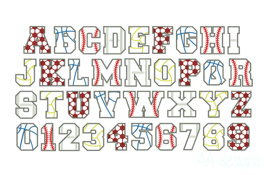 Sport App embroidery digital font
