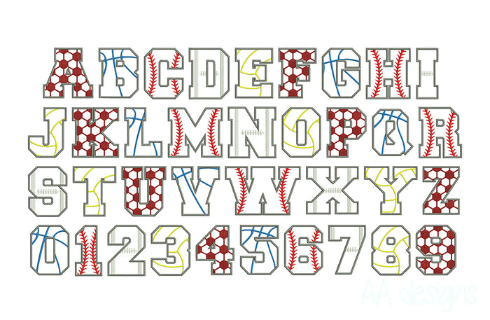 Sport App embroidery digital font