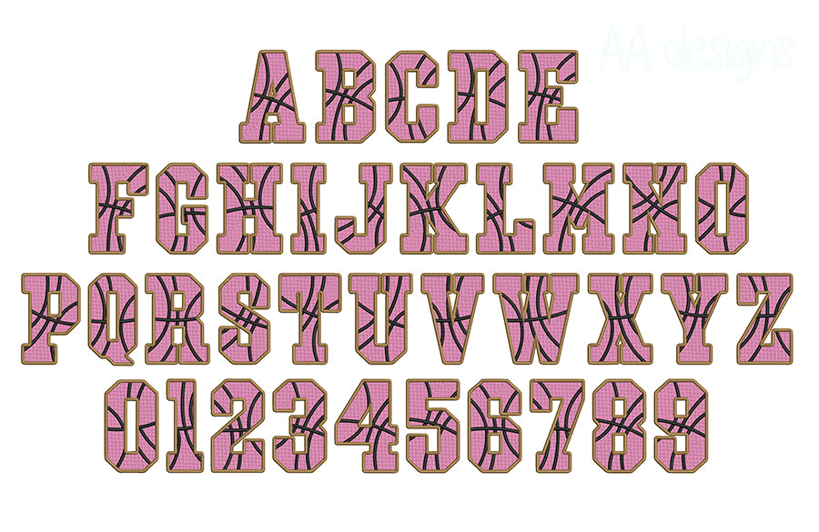 Basketball Embroidery Digital Font