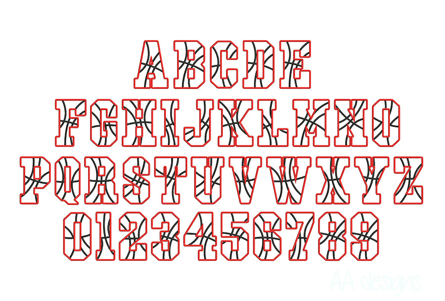 Basketball Applique Embroidery Font