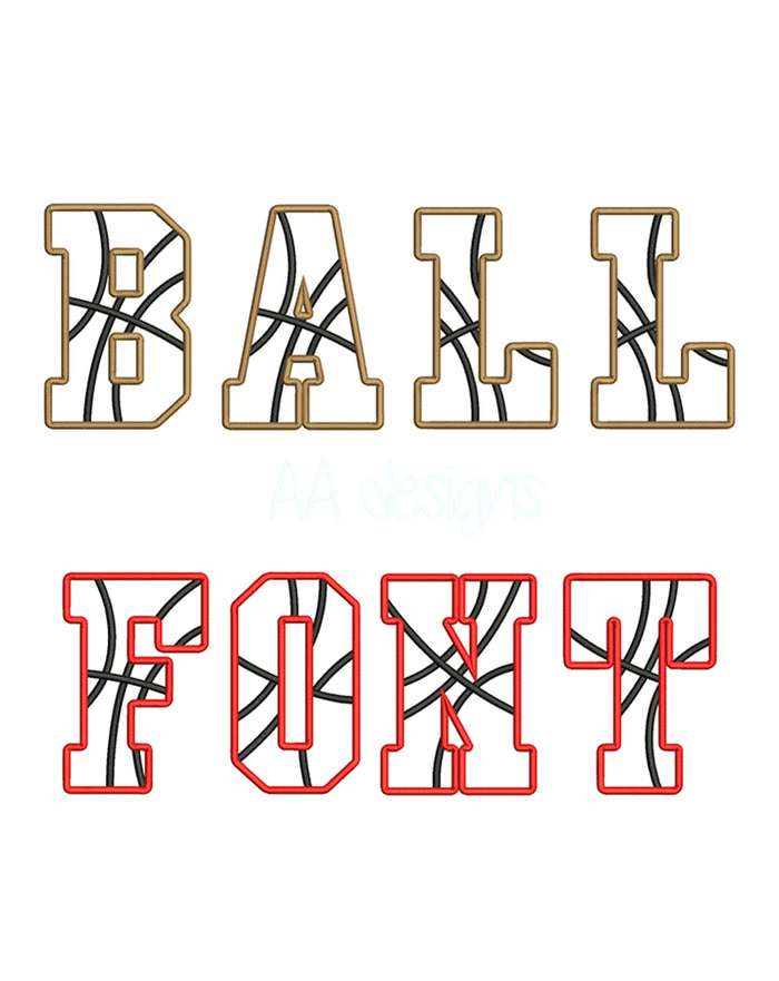 Basketball Applique Embroidery Font