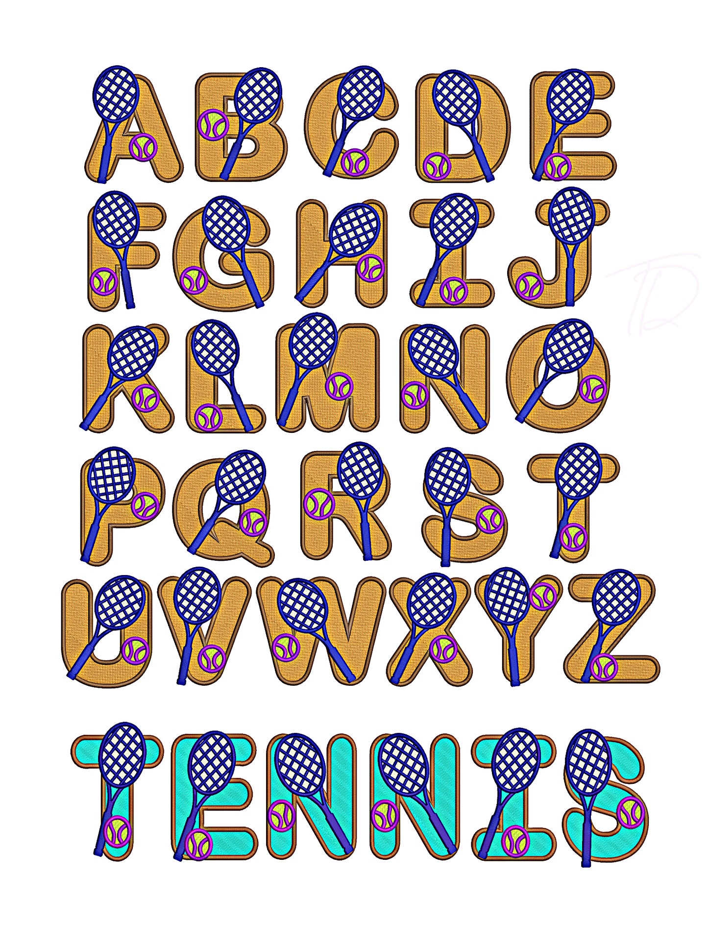 Tennis Embroidery Digital Font