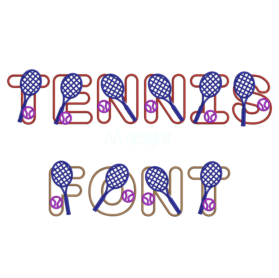 Tennis Applique Embroidery Font