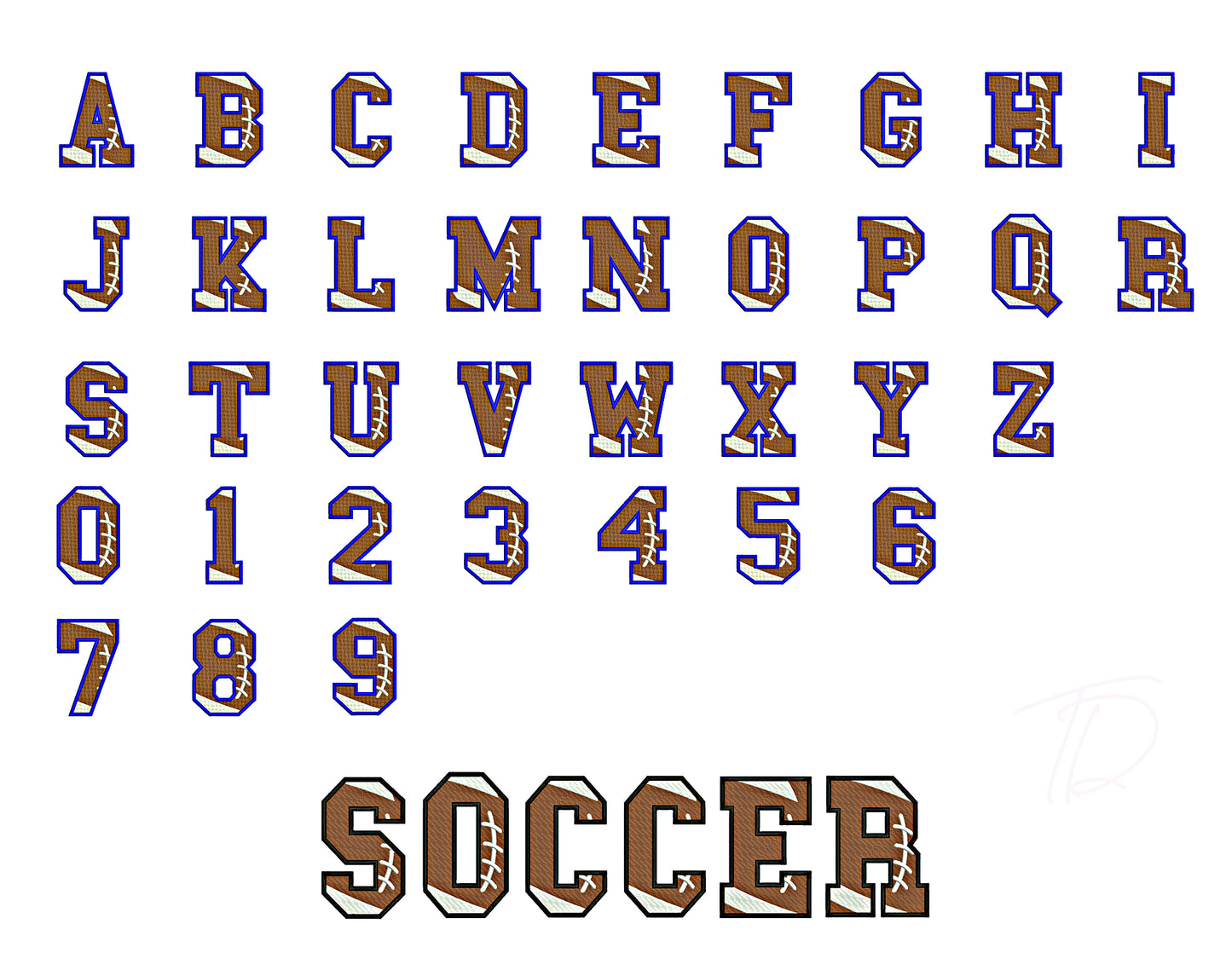 Soccer Ball Embroidery Digital Font