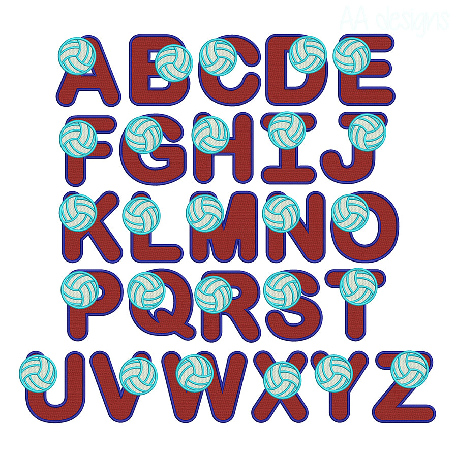 Volleyball Embroidery Digital Font