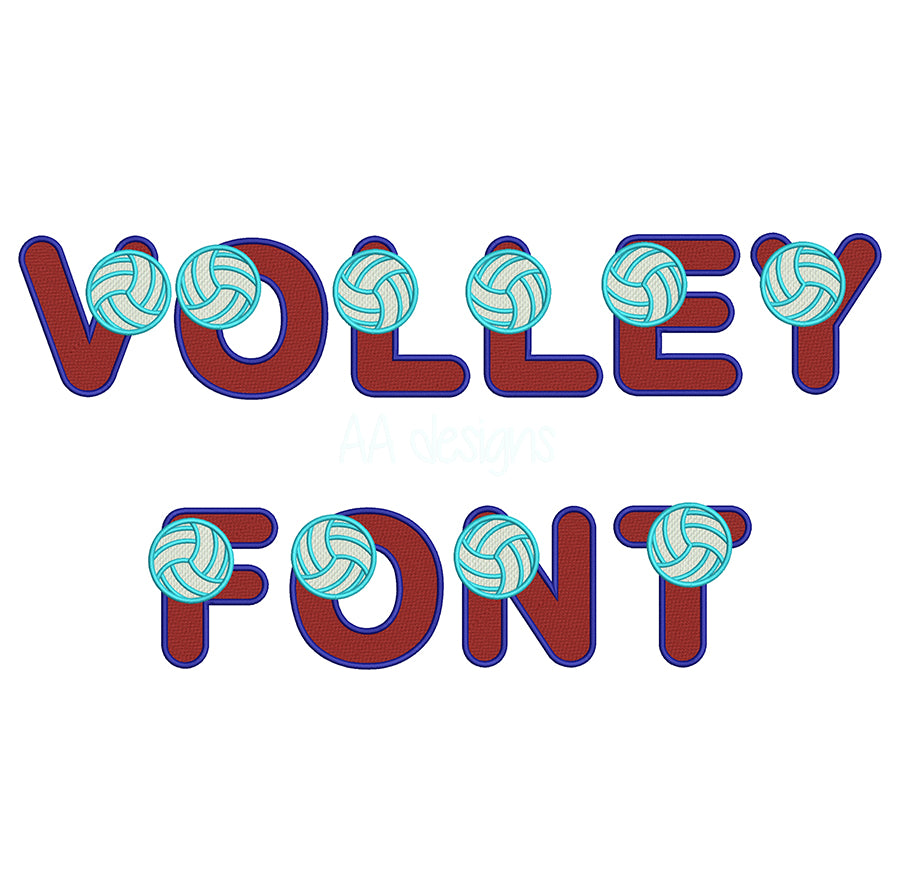 Volleyball Embroidery Digital Font