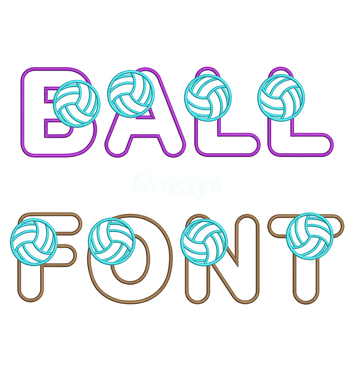 Volleyball Applique Embroidery Font