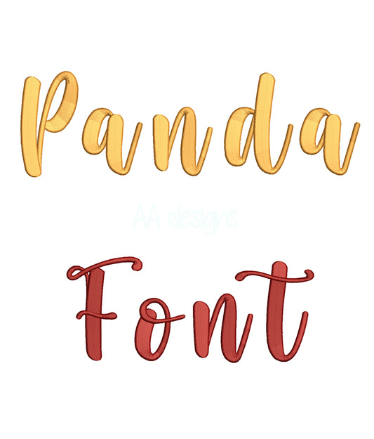 Panda 3D puff embroidery digital font