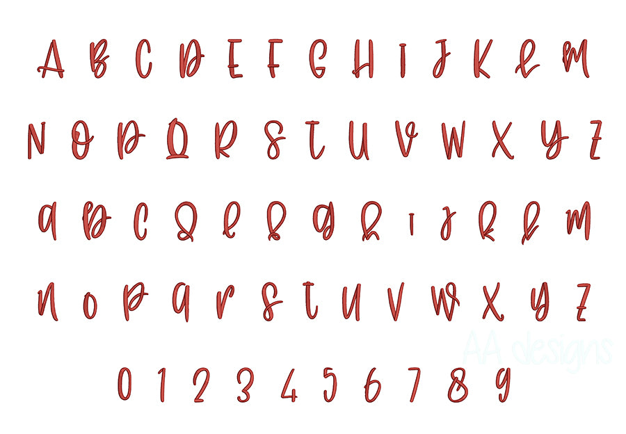 Flying Love 3D puff embroidery digital font