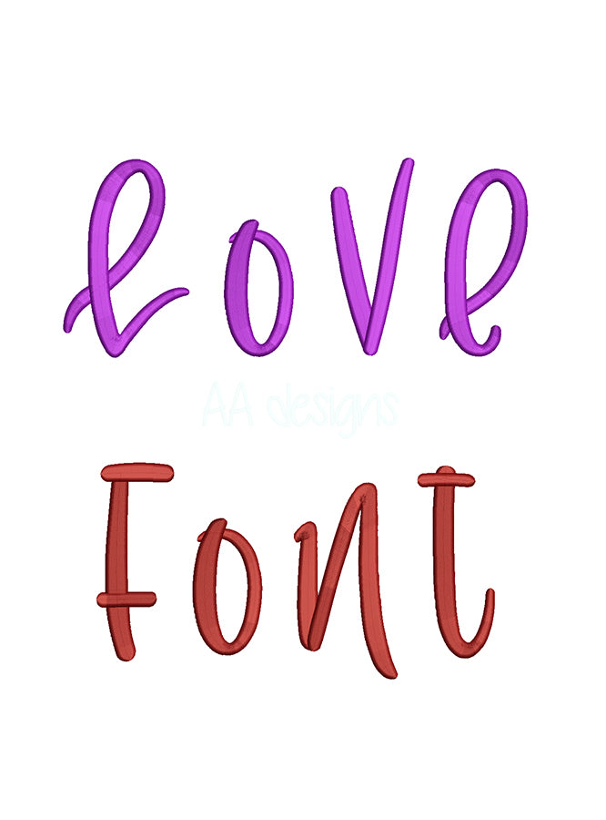 Flying Love 3D puff embroidery digital font