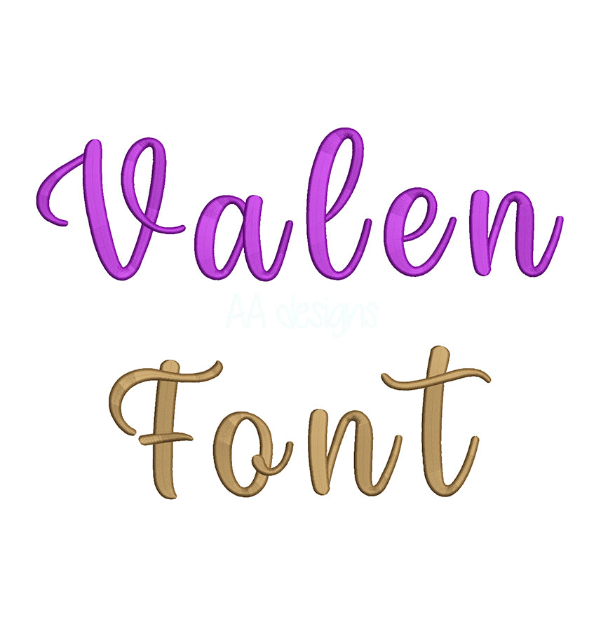 Valentina 3D puff embroidery digital font. Machine embroidery alphabet in 3D puff foam. BX PES DST embroidery font