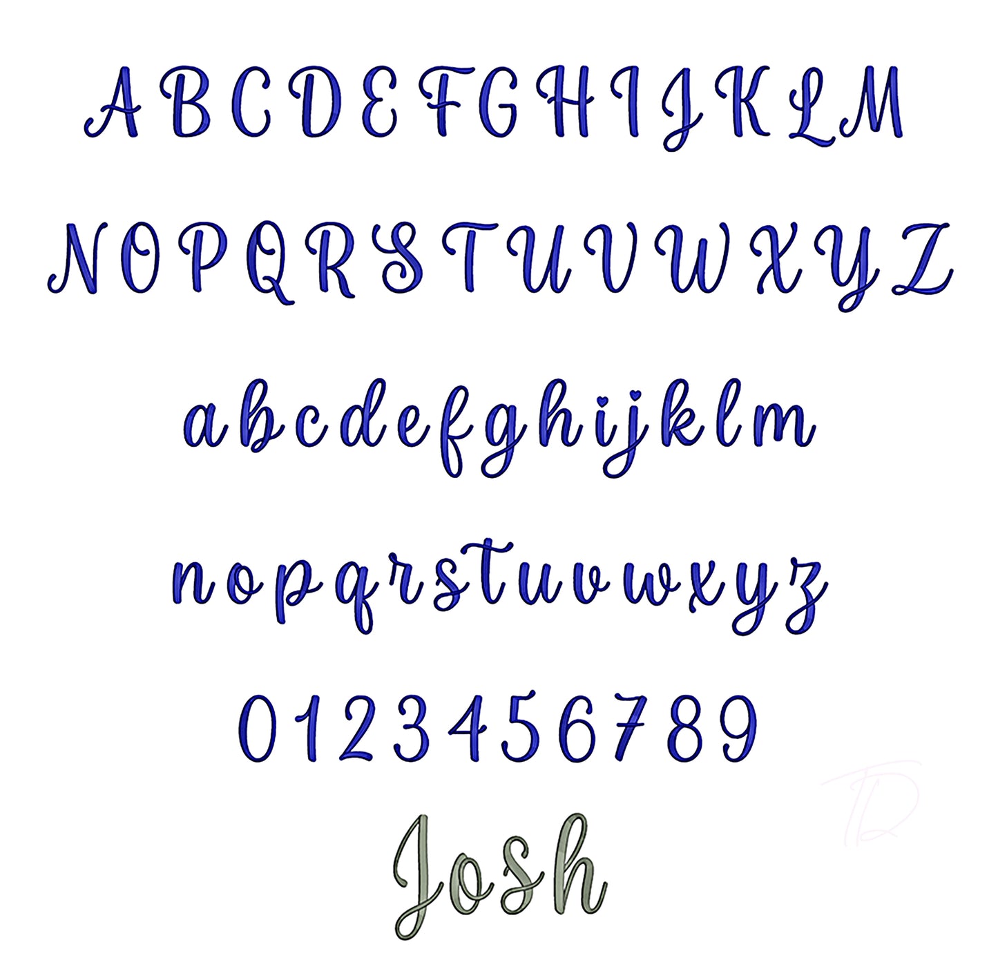 Joseph 3D puff embroidery digital font. Machine embroidery alphabet with foam. BX PES DST files.