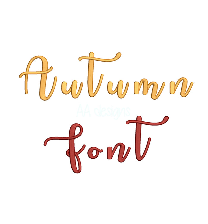 Autumn 3D puff embroidery digital font. Machine embroidery font in 3D puff with foam. BX file also