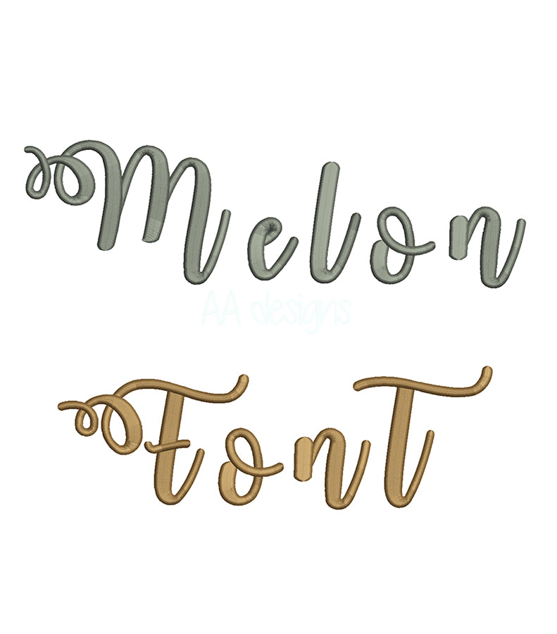 Watermelon 3D puff embroidery digital font. PES DST BX for embroidery machine. Instant download