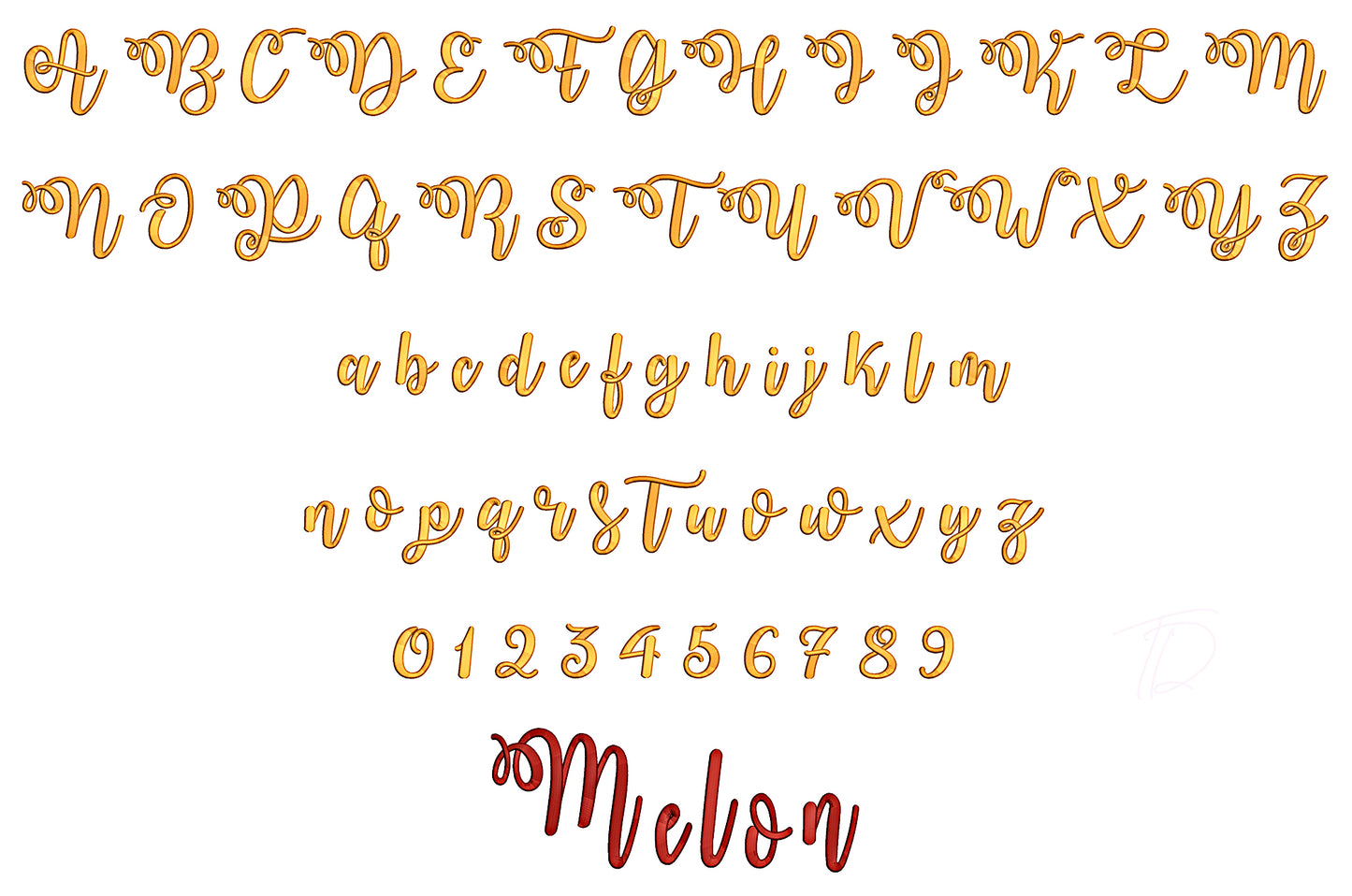 Watermelon 3D puff embroidery digital font. PES DST BX for embroidery machine. Instant download