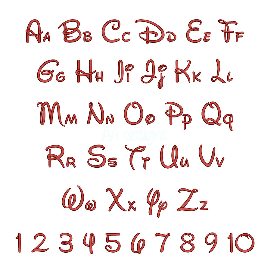 Walt Disney 3D puff embroidery digital font